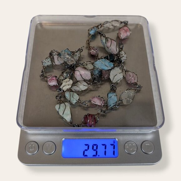 Vintage Wire Caged Natural Stone Necklace - Picture 6 of 6